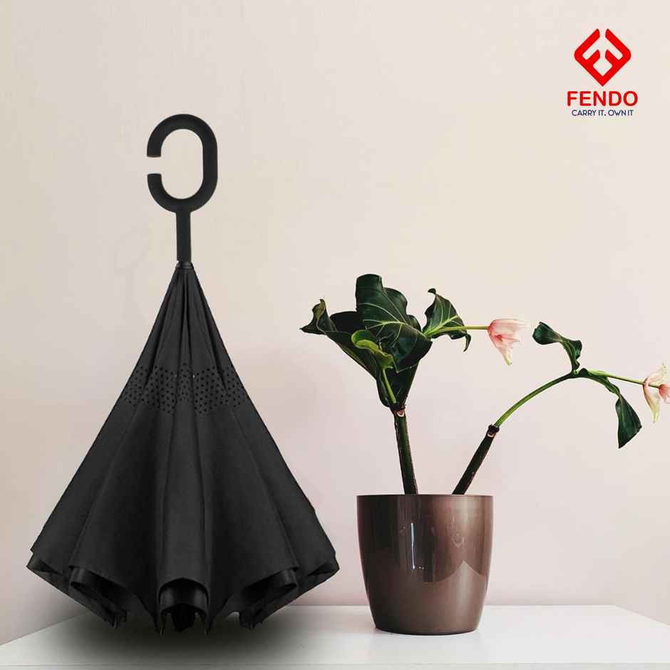 Fendo Reverse Auto Open Umbrella | Black | 25 Inch | 1 Fold