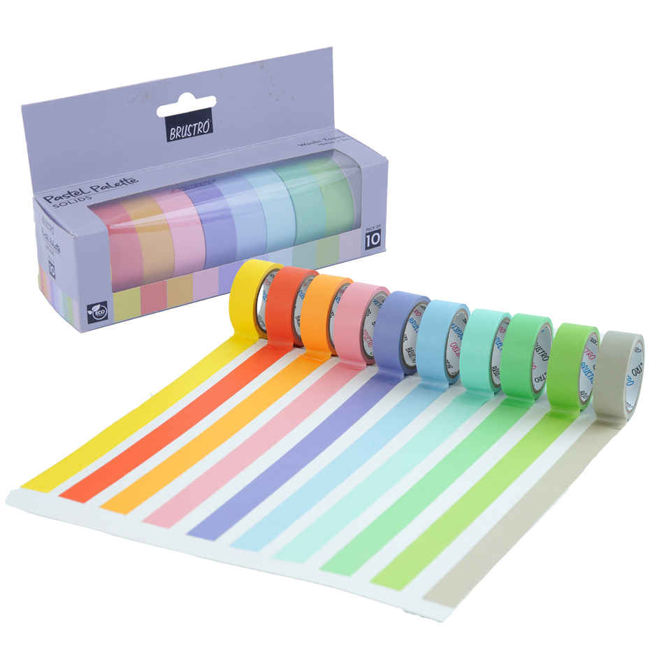 Brustro Washi Masking Tapes Pastel Palette Solids Shade | 15 mm X 5 m