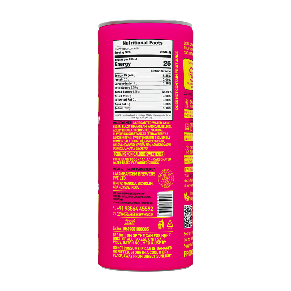 Borecha Low Sugar Strawberry Lemon Sparkling Iced Tea