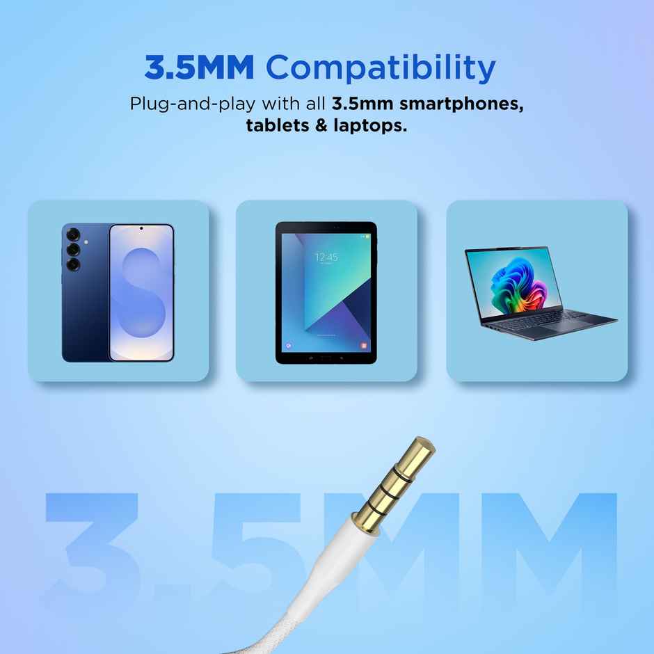 Aroma HF507 - 3.5mm Jack Clear Hi-Fi Sound With Volume Control Wired Earphone | White