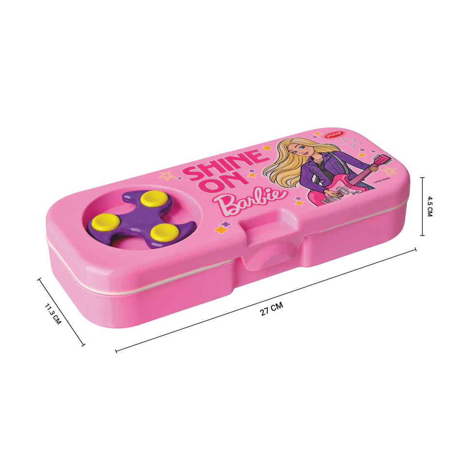 PRATAP Focus Pencil Box with Fidget Spinner Pencil Eraser Scale Sharpener Pink Barbie