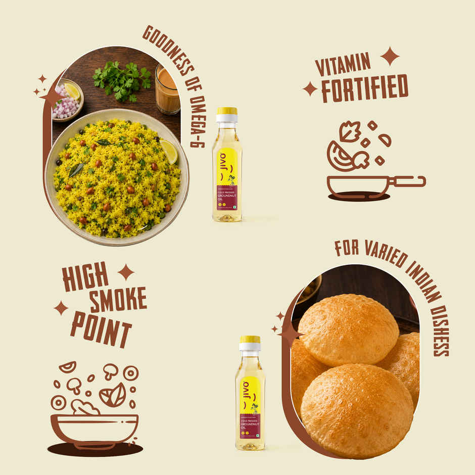 Jivo Groundnut (Peanut) Cold Pressed Oil | Vitamin Fortified Cooking Oil
