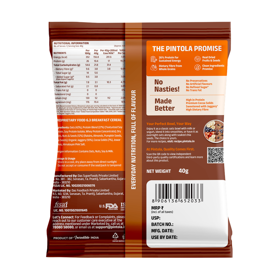 Pintola High Protein Chocolate Oats