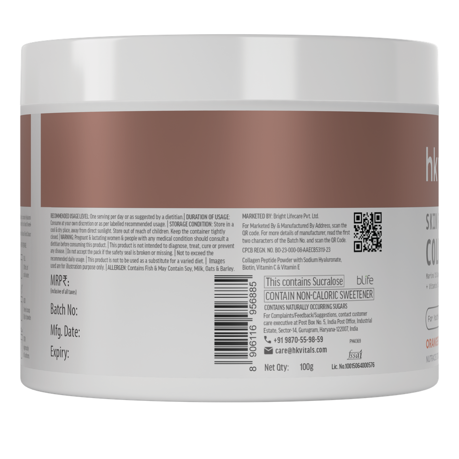 hk vitals Skin Radiance Collagen Supplement with Biotin (Orange, 100g)