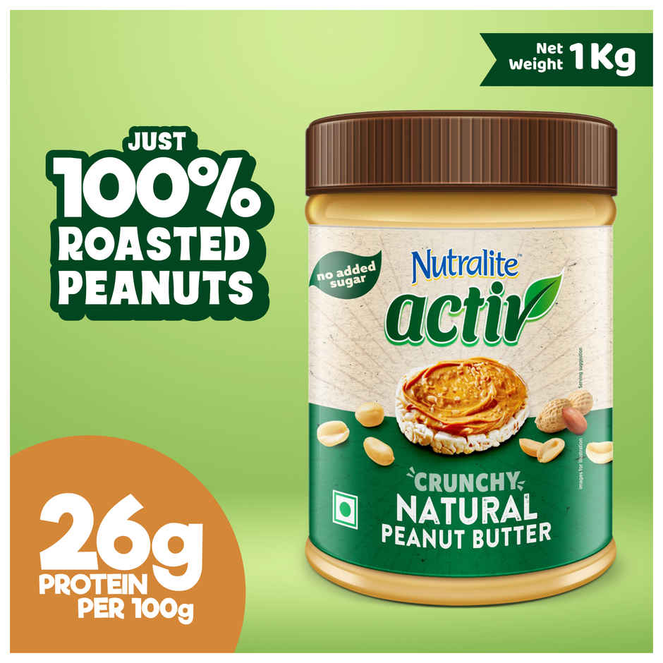 Nutralite Activ Peanut Butter Plant Based Protein Source Natural Crunchy