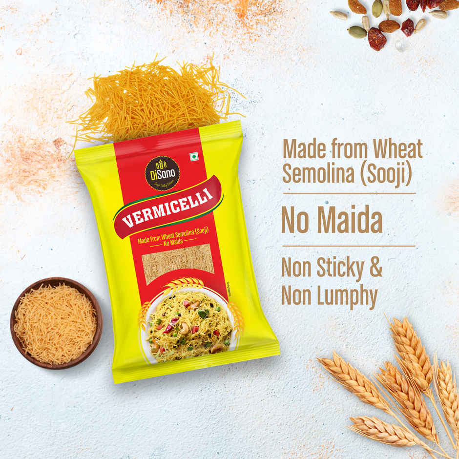 Disano Wheat Vermicelli | No Maida | Cholesterol Free | Unflavored