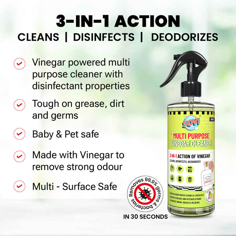 Sovi Multipurpose Vinegar Cleaner | Bathroom - Kitchen Cleaner | Degreaser | Lavender | Pack Of 2