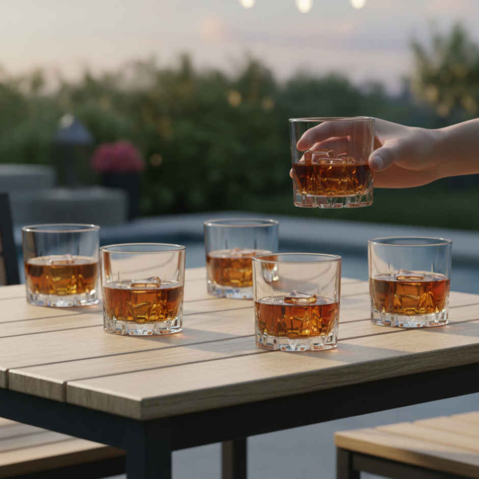 Classic Whisky Glass Tumbler Set | Durable Premium Clarity | 6 pc | 350 ml | Yera Glassware