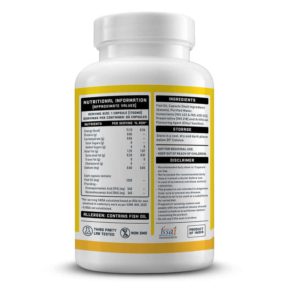 YouWeFit Triple Strength Omega 3 Fish Oil | 1250mg (60 Capsules)