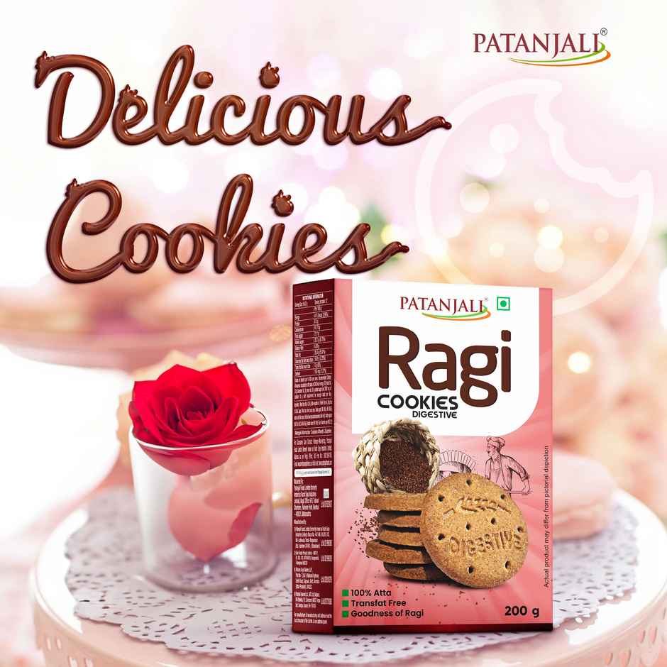 Patanjali Ragi Cookies Digestive- Millet, High Fibre, No Maida, Crunchy cookies
