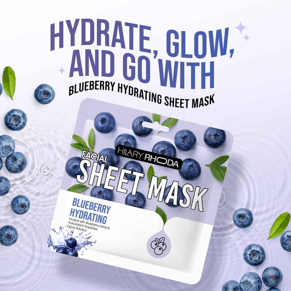 Hilary Rhoda Blueberry Hydrating Sheet Mask | Glowing & Hydrating Skin | For All Skin Types