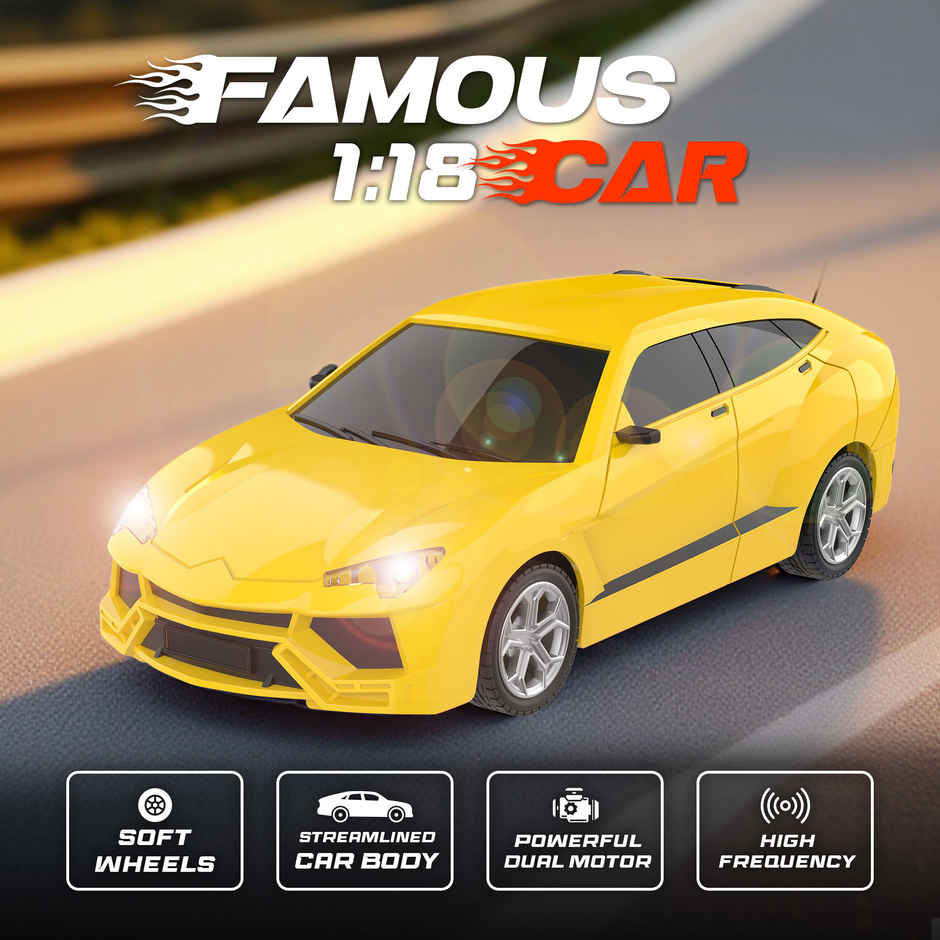 SEEDO Remote Control Car 1:18 , 27 MHz, Type-C Rechargeable, Fast Speed Famous 4W | Yellow