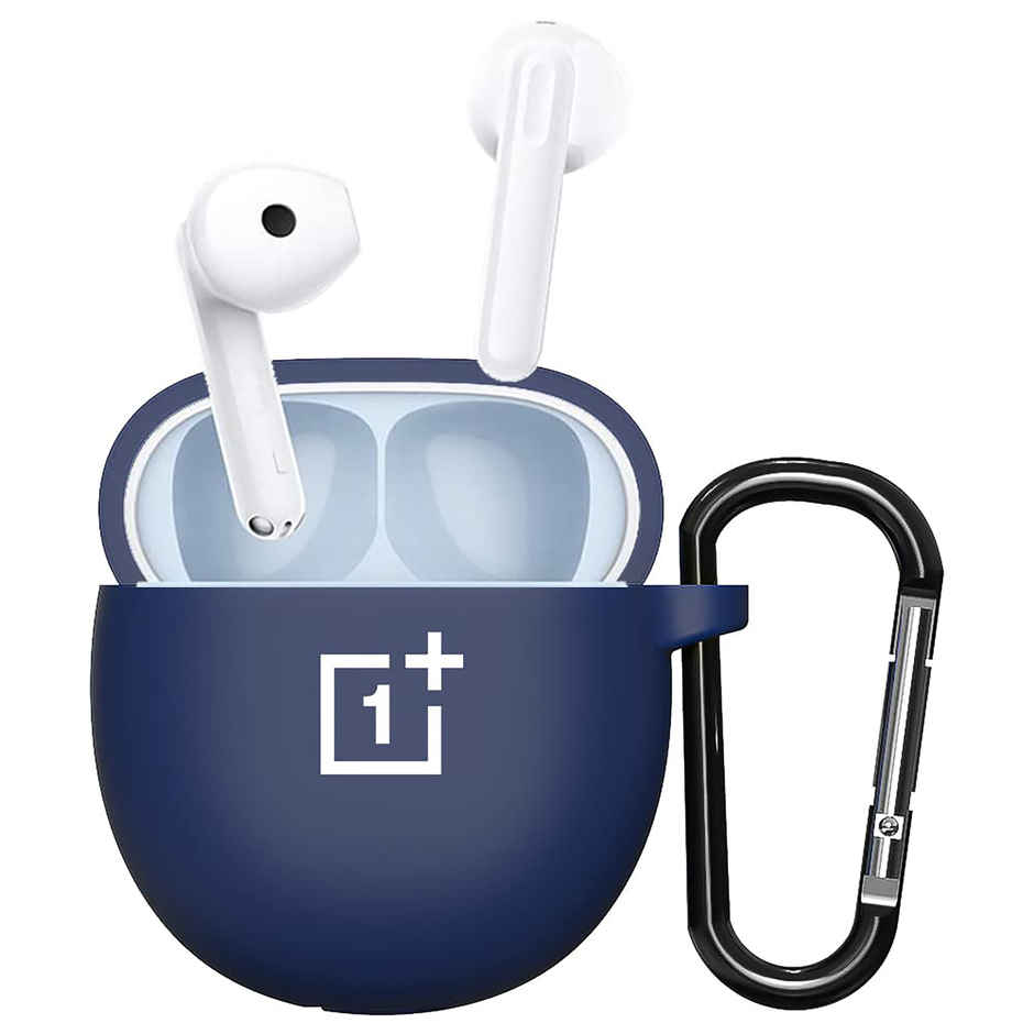 Sounce Silicone Case Cover for OnePlus Nord Buds CE | Shockproof with Keychain & LED Visible | Blue