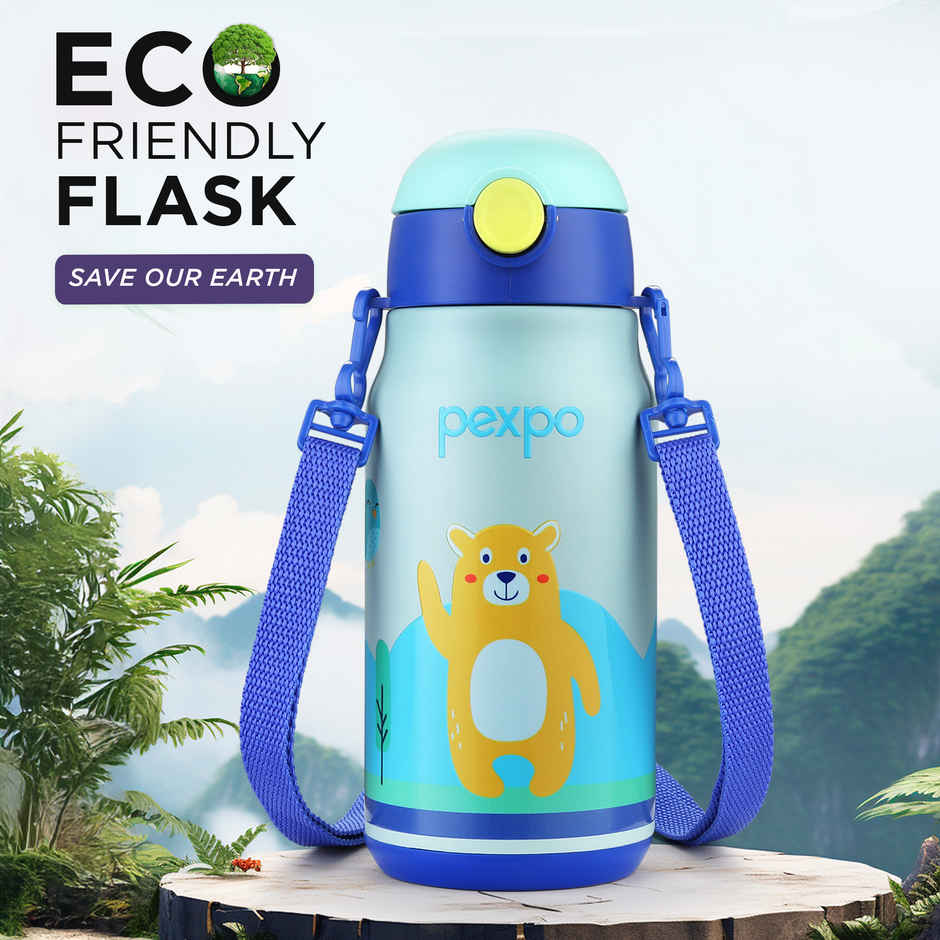 Pexpo Poggo Hot & Cold Stainless Steel Kids Bottle | Thermosteel Flask | Green | 425 ml