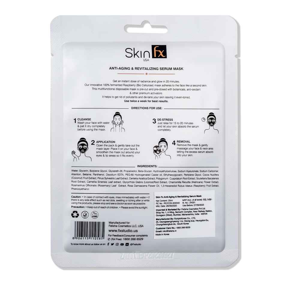 Skin Fx Anti Aging Sheet Mask, Serum Face Mask