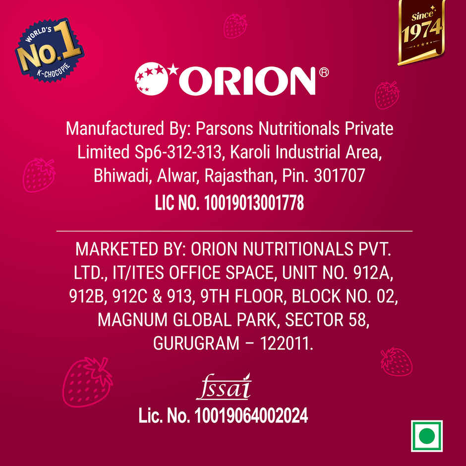 Orion Strawberry Choco Pie | Filled Cake Snack