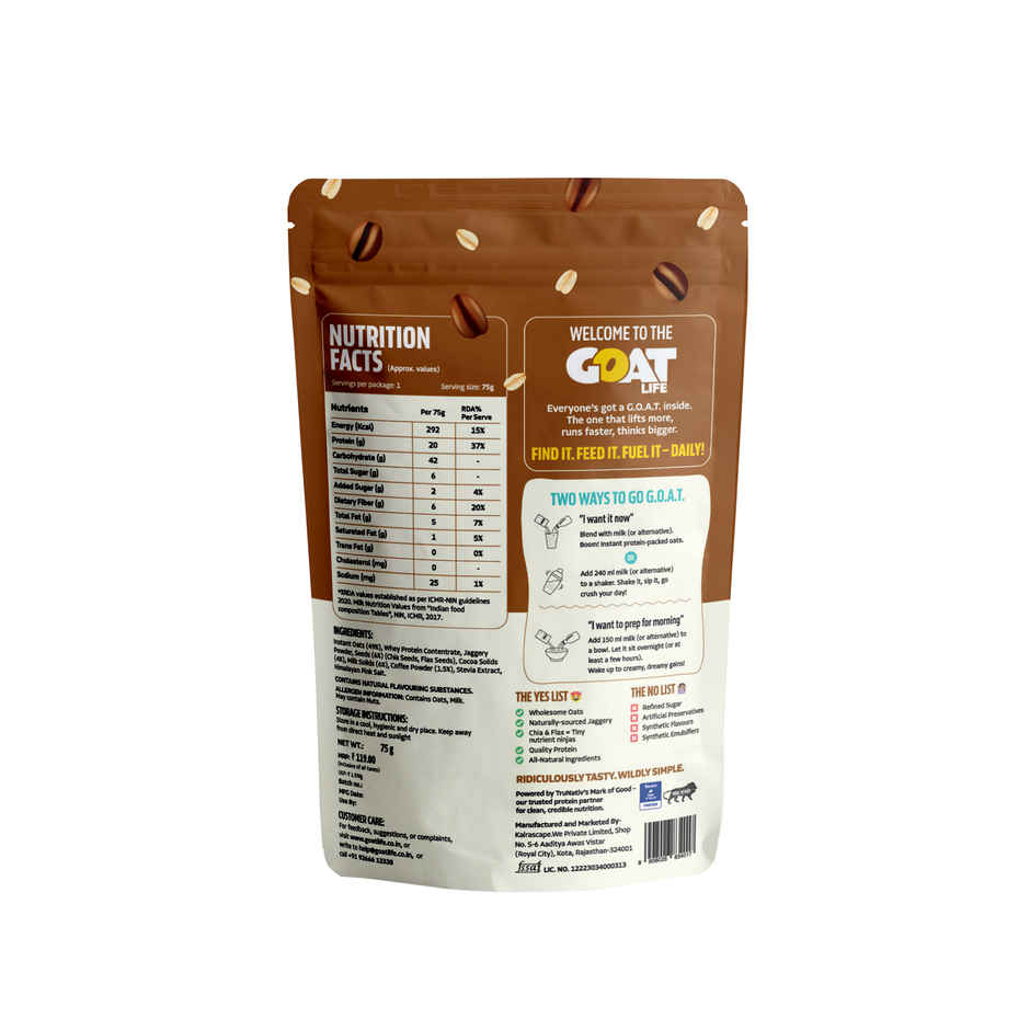 GOAT Life Mocha Marvel High-Protein Overnight Oats