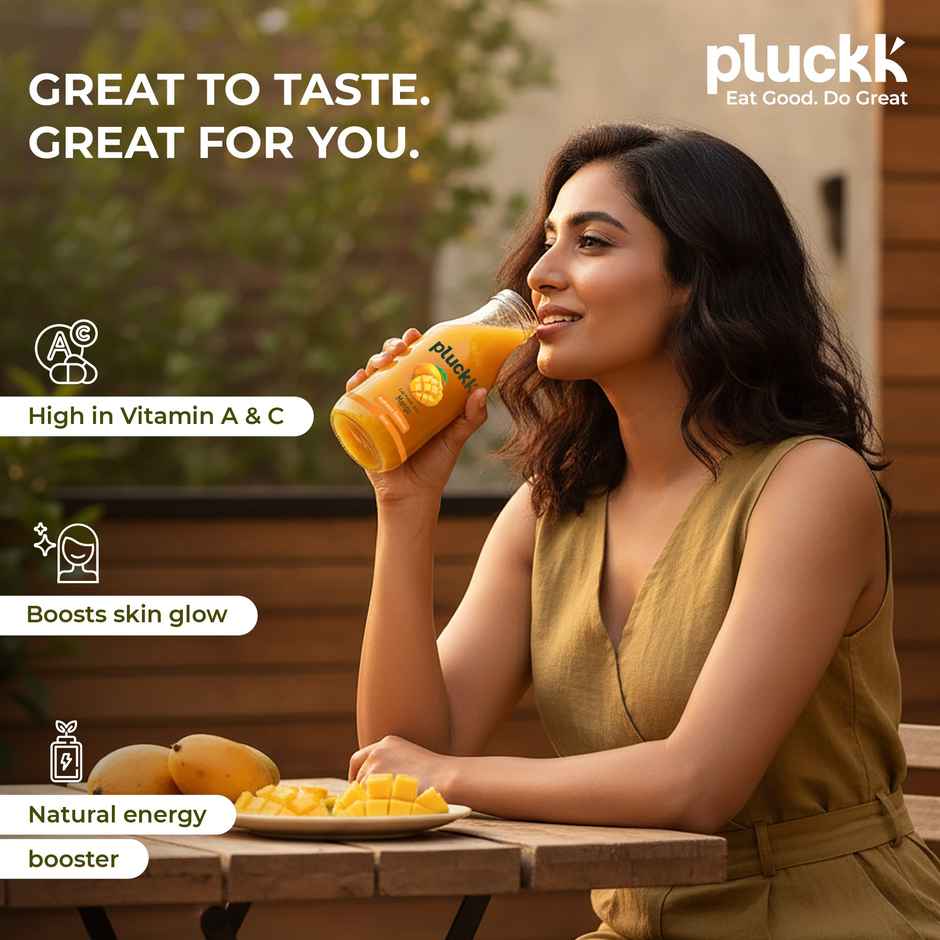 Pluckk Cold Pressed Extracted Mango Juice | No Preservatives | No Added Sugar