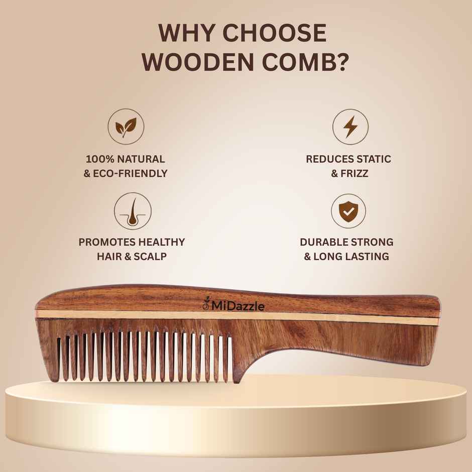 Midazzle Natural Handcrafted Sheesham Rosewood Hair Comb | MIRC2006