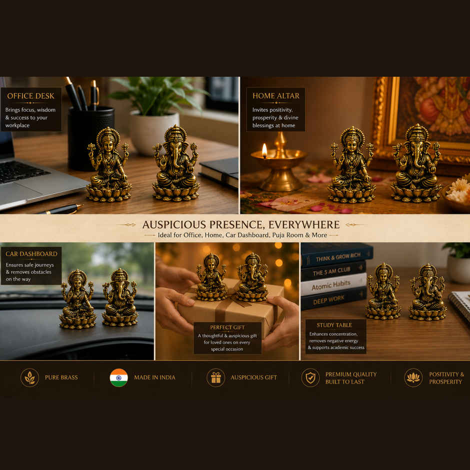 Pure Brass Laxmi Ganesha Idol | Estoria Collective