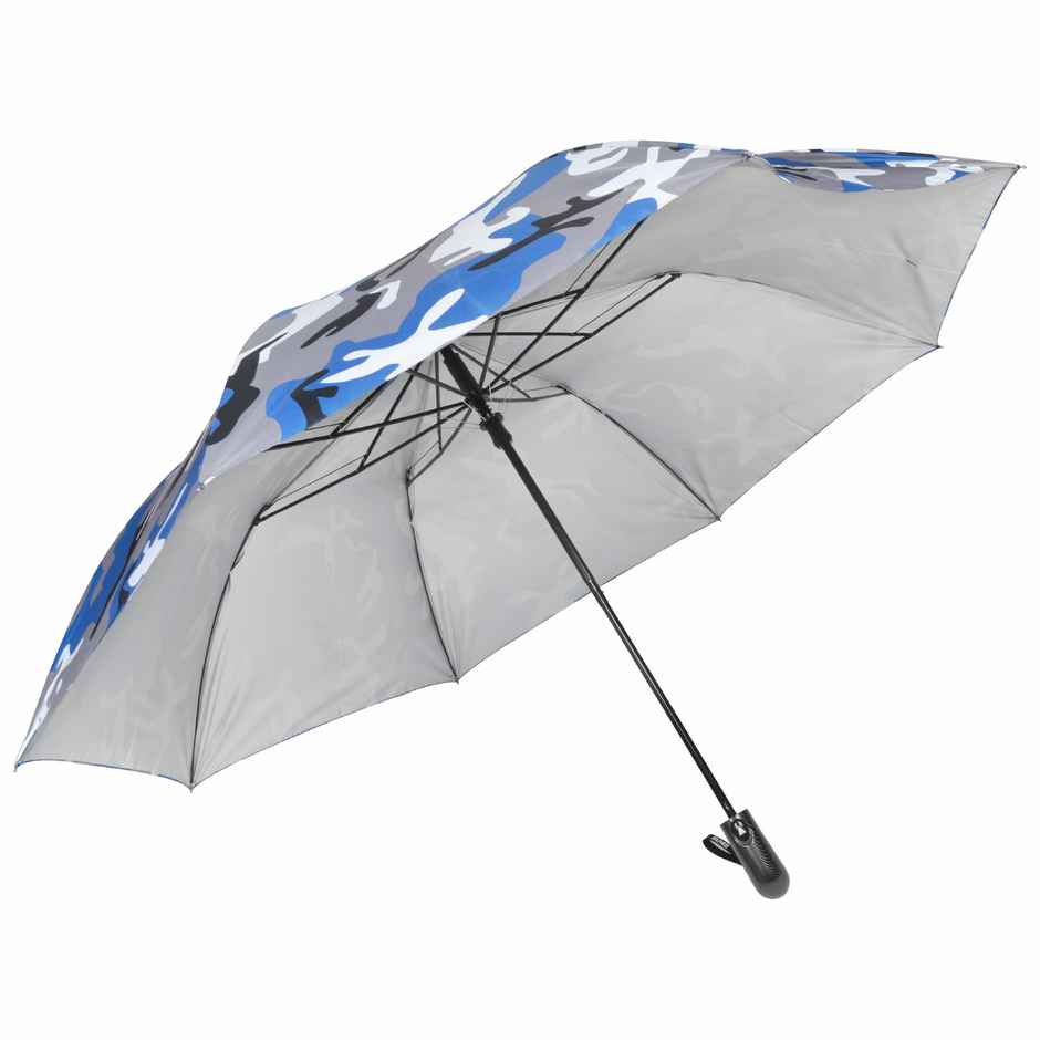 Eume Nurture Auto Open 27 Inch 2 Fold Unisex Camouflage Blue And Silver Color Umbrella