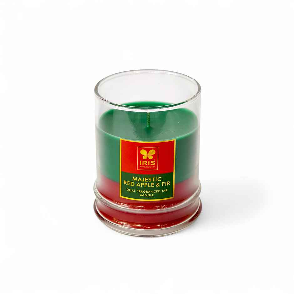 IRIS 2-in-1 Fragranced Jar Candle | Red Apple & Fir | 28 Hours Burn Time | Home Decor