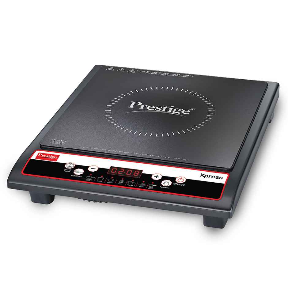 Prestige Xpress 1200W Induction Cooktop with Ceramic Plates, Automatic Voltage Regulator, Timer with Preset -  Black