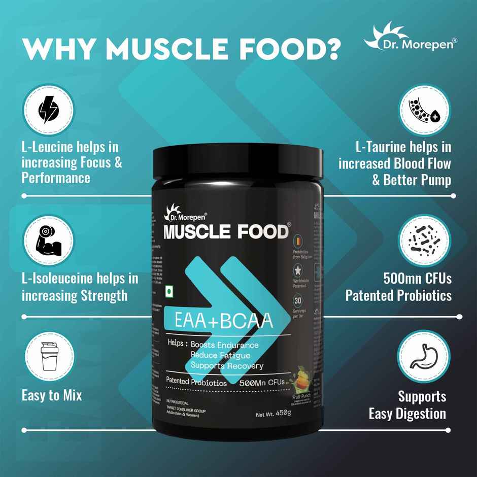Dr. Morepen EAA + BCAA Helps Muscles Recovery | Fruit Punch