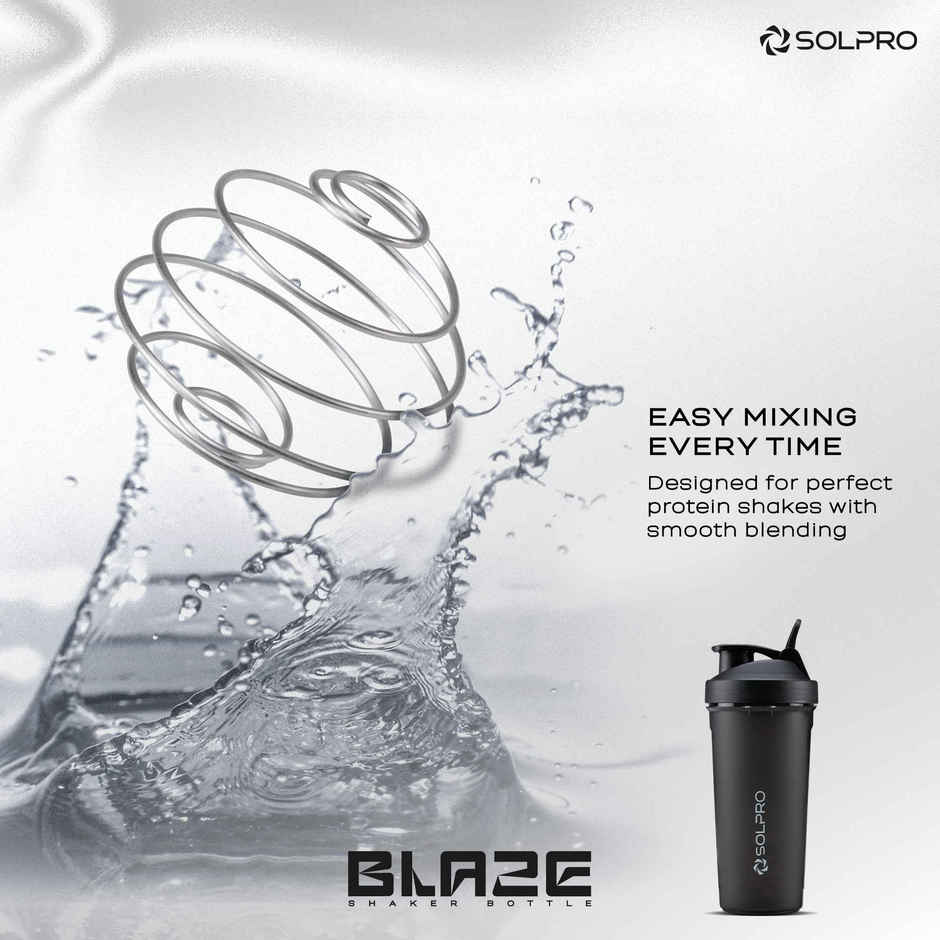 Solpro Blaze Shaker Bottle | Black | BPA Free | 800 ml