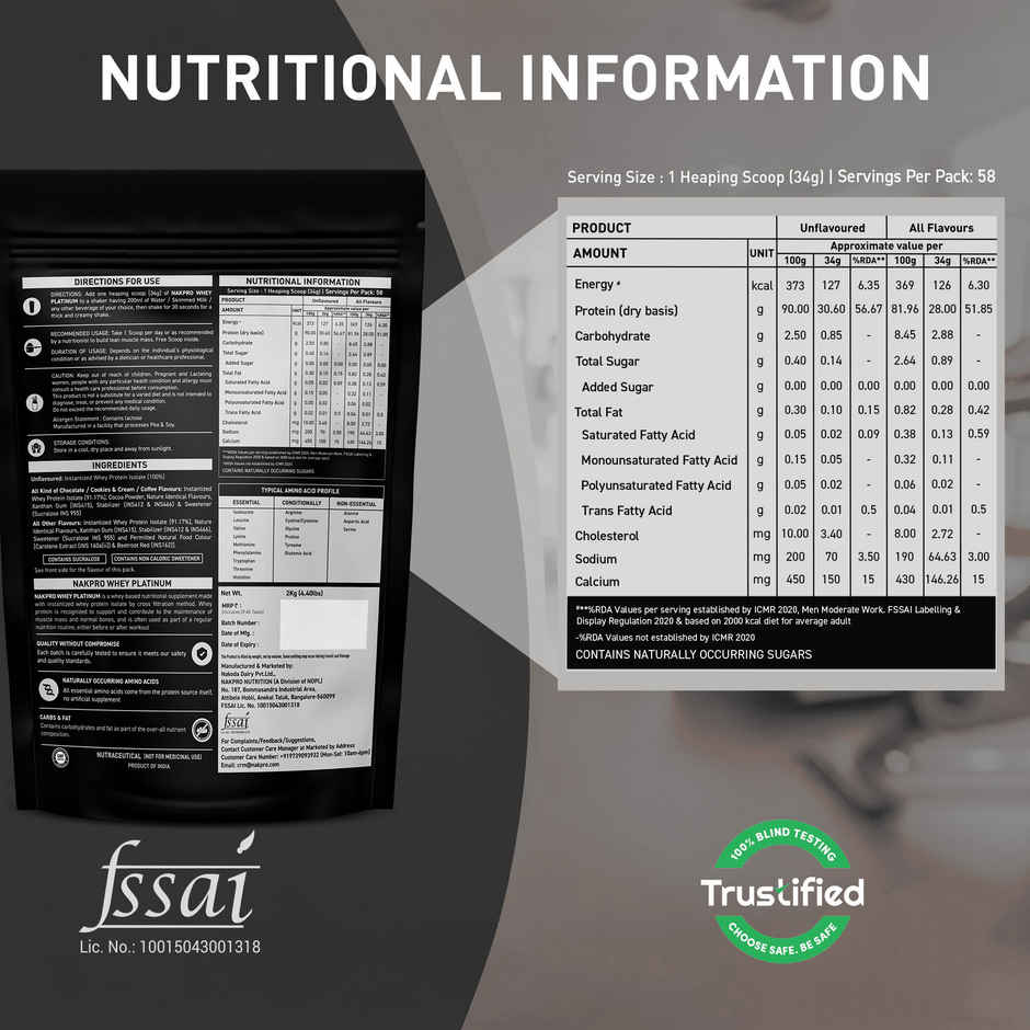 Nakpro Platinum Whey Protein Isolate |Trustified Certified | Chocolate