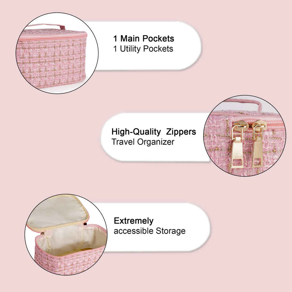 Bronson Professional Pink Makeup Pouch Cosmetic Organizer Kit Jewellery Storage Vanity