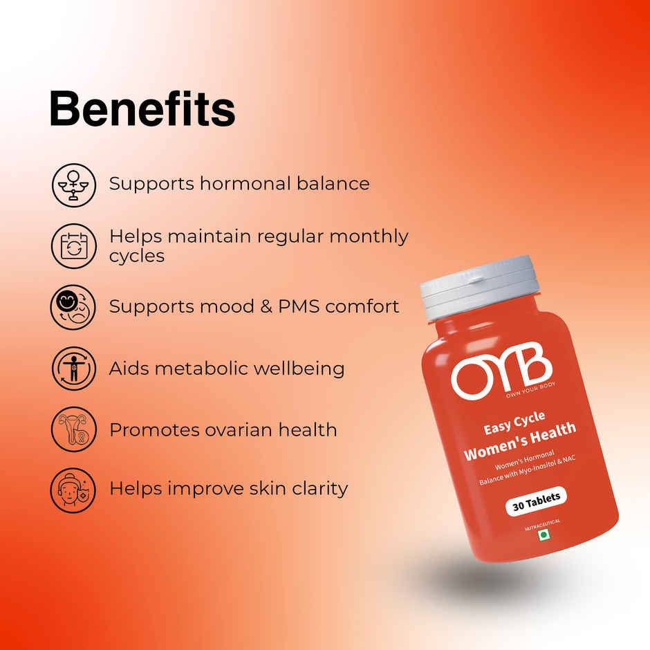 OYB PCOS Support Supplement for Women with Myo-Inositol & NAC for Hormonal Balance | OYB Easy Cycle