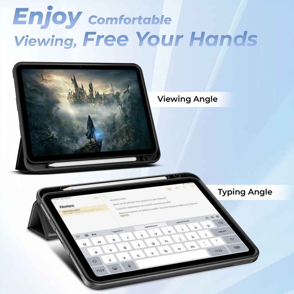 Artistque iPad 11th Gen 11 and 10th Gen 10.9 Trifold Case Cover | Pencil Holder | Auto Sleep | Black