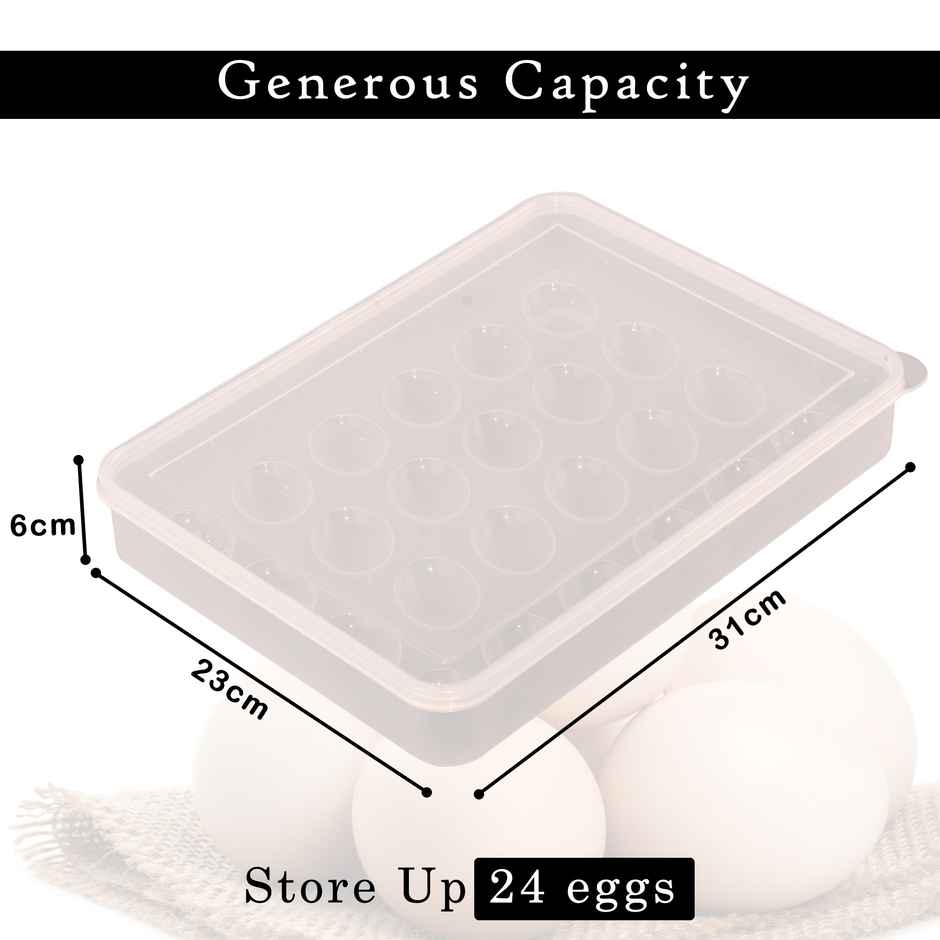 Kuber Industries Transparent Egg Tray with Lid | 24-Egg Storage Container