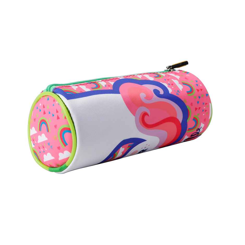 Qips Cylindrical Shaped Zip Closure Printed Pencil Bag | 00045-Qips
