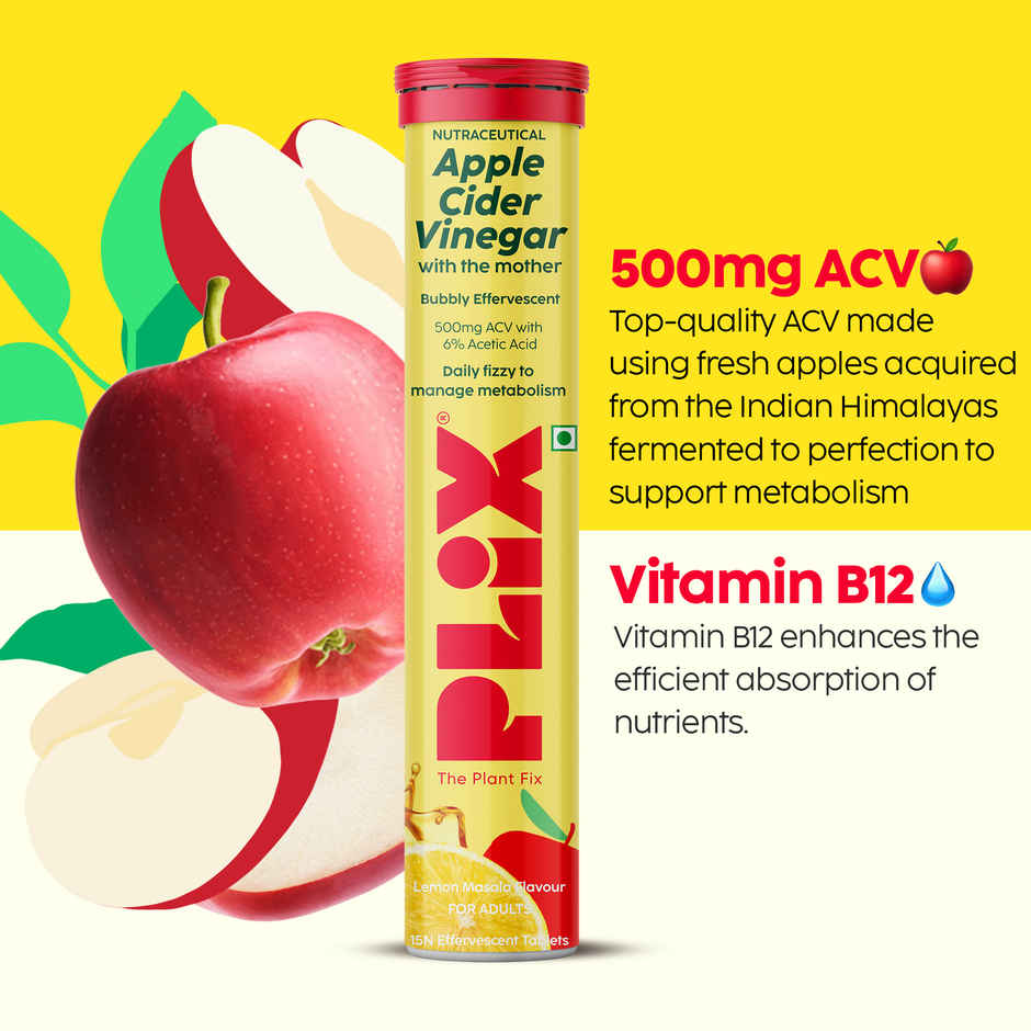 Plix Apple Cider Vinegar Effervescent for Weight Loss (Lemon Masala) - Pack Of 1