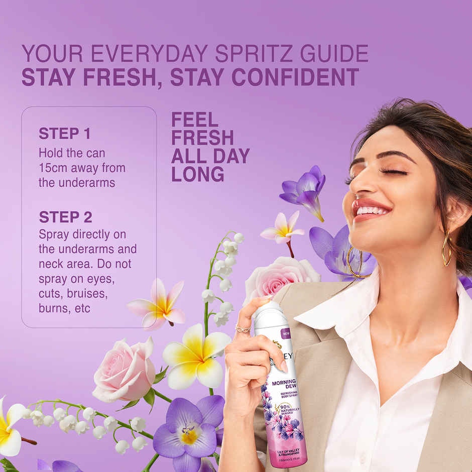 Yardley London Morning Dew Deodorant - Lily of Valley and Frangipani Fragrance - Naturally Derived