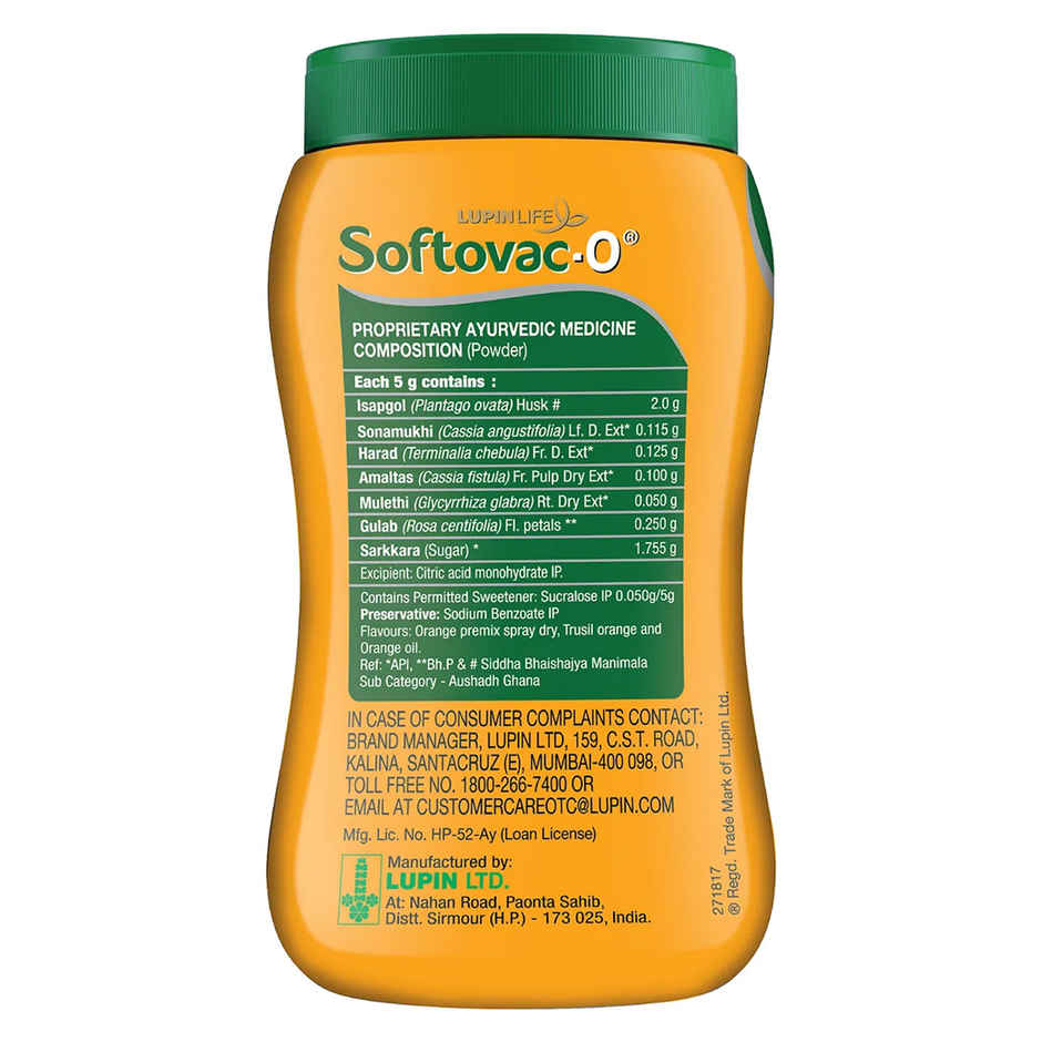 Softovac Isabgol Powder | Bowel Regulator Orange Flavour