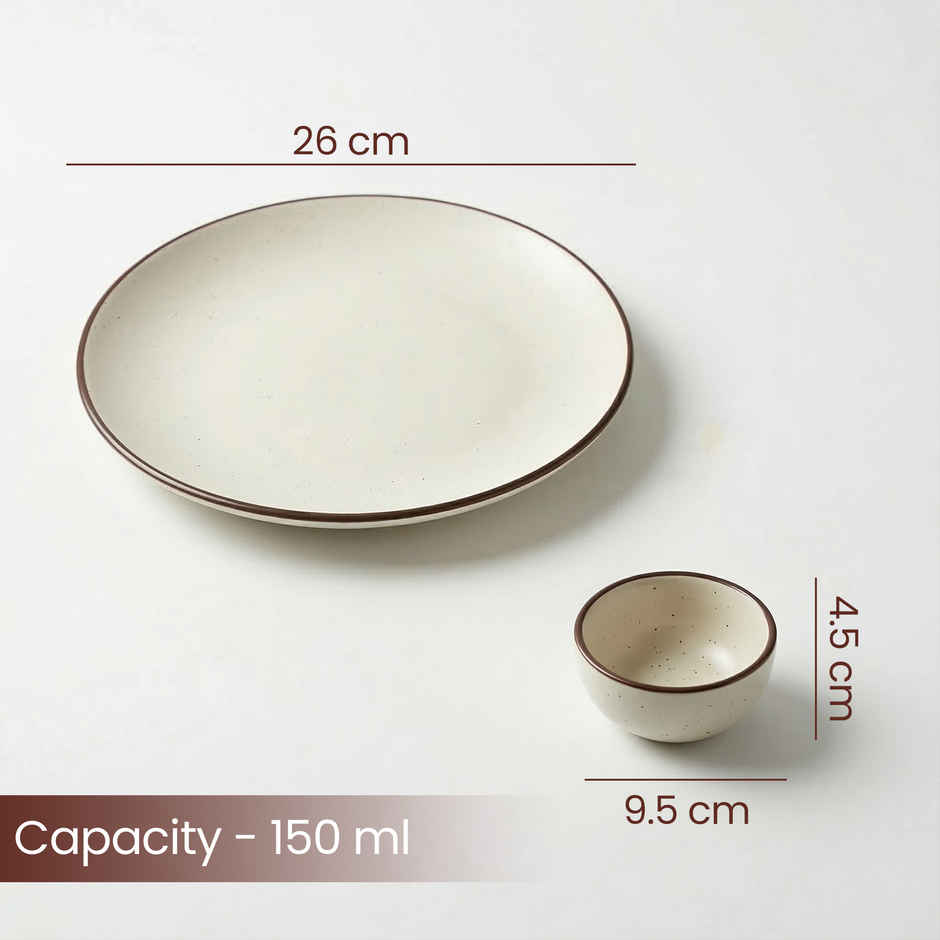 The Earth Store Creme Matte Ceramic Dinner Set