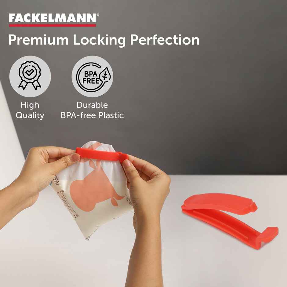Fackelmann Re-Usable Plastic Sealing Clips, Set Of 5 | Ergonomic Design, Durable & Easy To Use