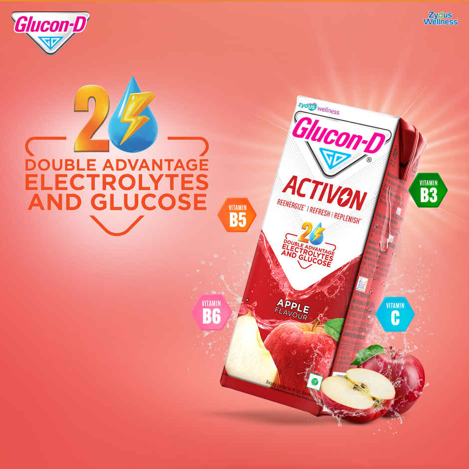 Glucon-D Activon Electrolyte Energy Drink | Apple Flavour