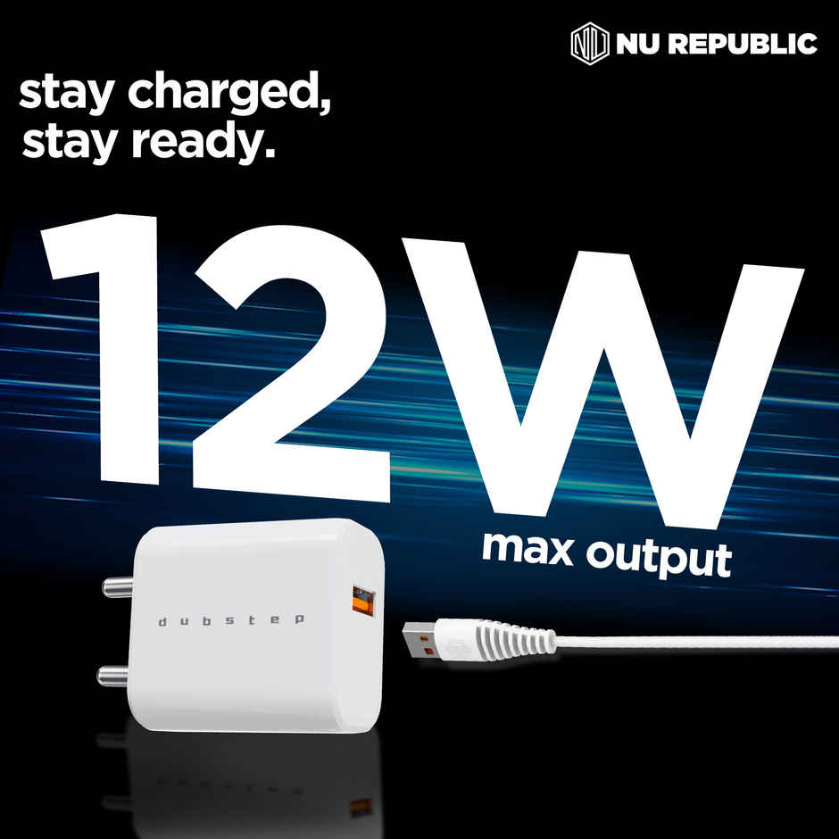 Dubstep Sprint 12W 2.4A Fast Charging Adapter With Cable (Usb-A To Type-C )