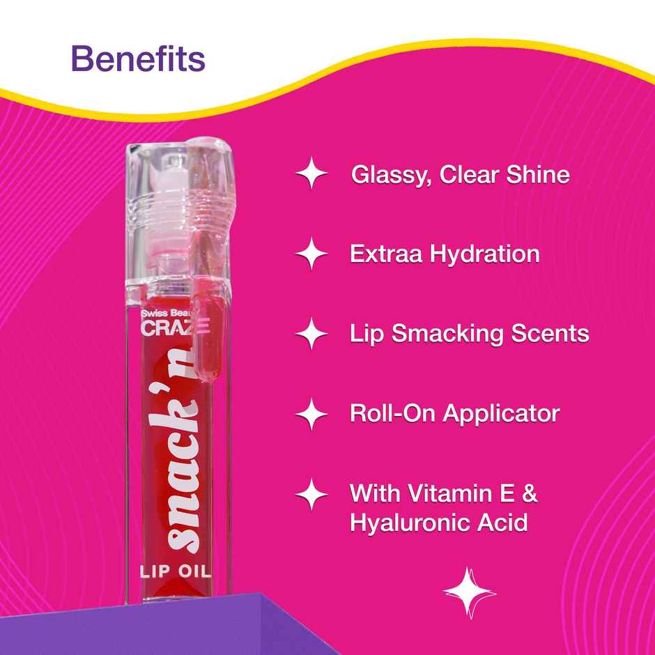 Swiss Beauty Craze Snack'n Nourishing Lip Oil | Pink Sorbet