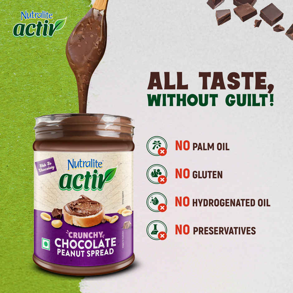 Nutralite Activ Peanut Spread | Chocolate Crunchy | 20g Protein per 100g