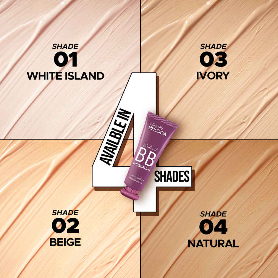 Hilary Rhoda Radiant BB Foundation | Ultra-Creamy & Lightweight Formula | White Island - Shade 01