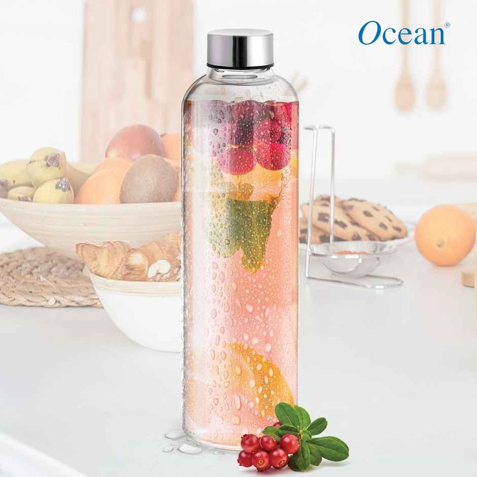 Ocean Lumi Bottle | Borosilicate Glass | Slim Lid | 1 L | Transparent
