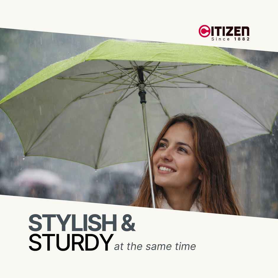 Citizen Mono Silver Umbrella | Lime Green | 21 Inch | 2 Folds