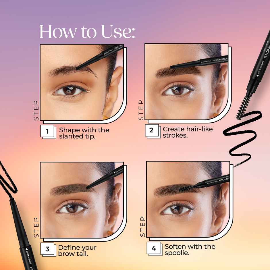 Hilary Rhoda Brow Artist Eyebrow Pencil | Dual-Ended & Natural Finish | Black - Shade 01