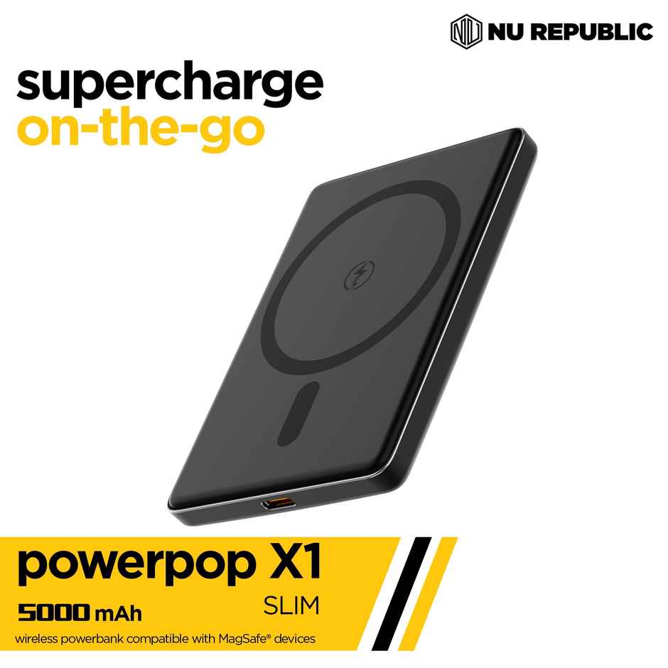 Nu Republic Powerpop X1 5000 mAh Type C Wireless Powerbank | For Magsafe Devices | Black