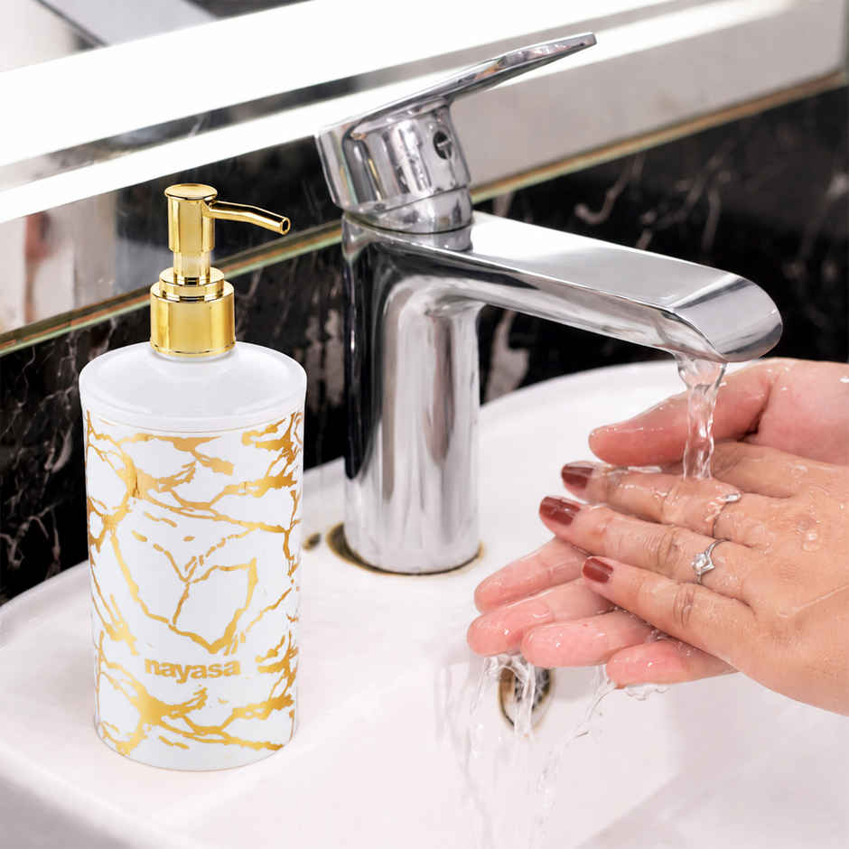 Nayasa Stylo Plastic Soap Dispenser | 600 ml | Gold